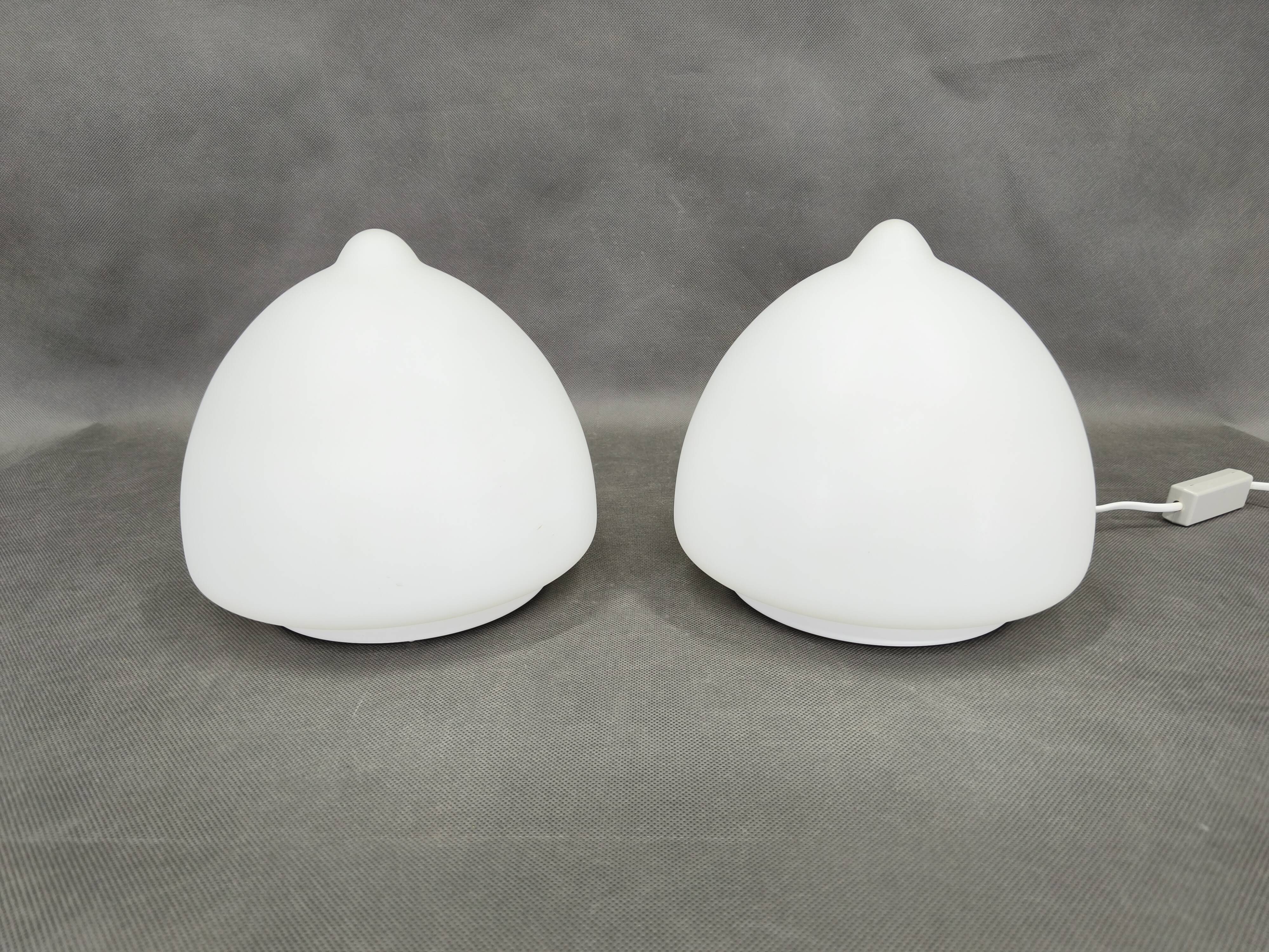 Pair of Czech Opaline Glass Sculptural Table Lamps, 1970s