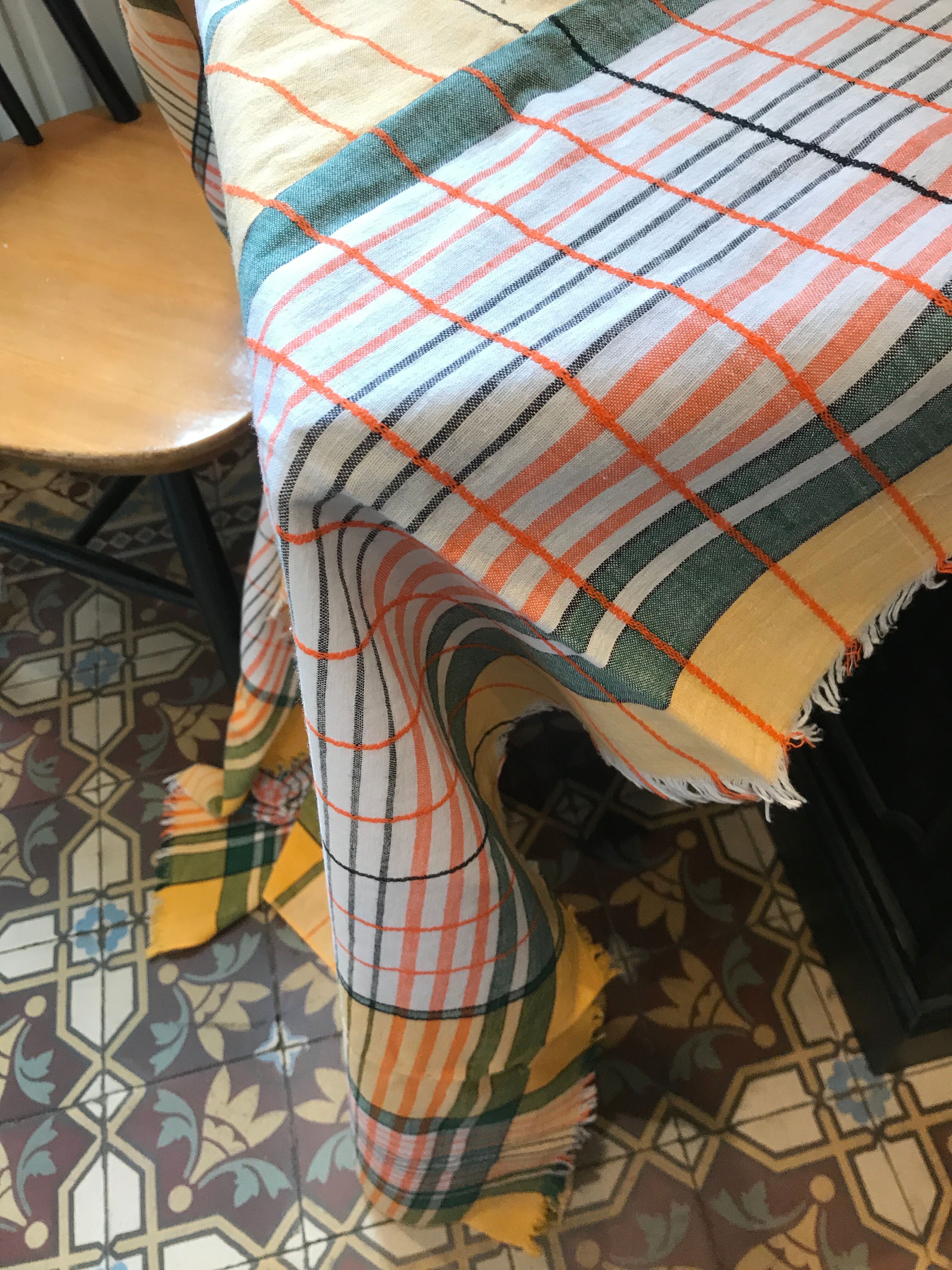 Checkered tablecloth