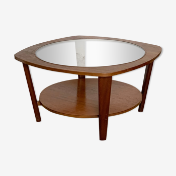 Table basse carrée teck porte-revue style scandinave