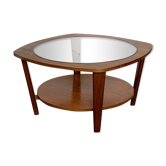 Table basse carrée teck porte-revue style scandinave