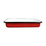 Plat en tôle émaillée rouge