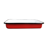 Plat en tôle émaillée rouge