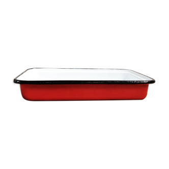 Plat en tôle émaillée rouge