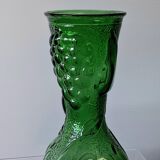 Vintage green glass vase with a fruit design in very good condition.