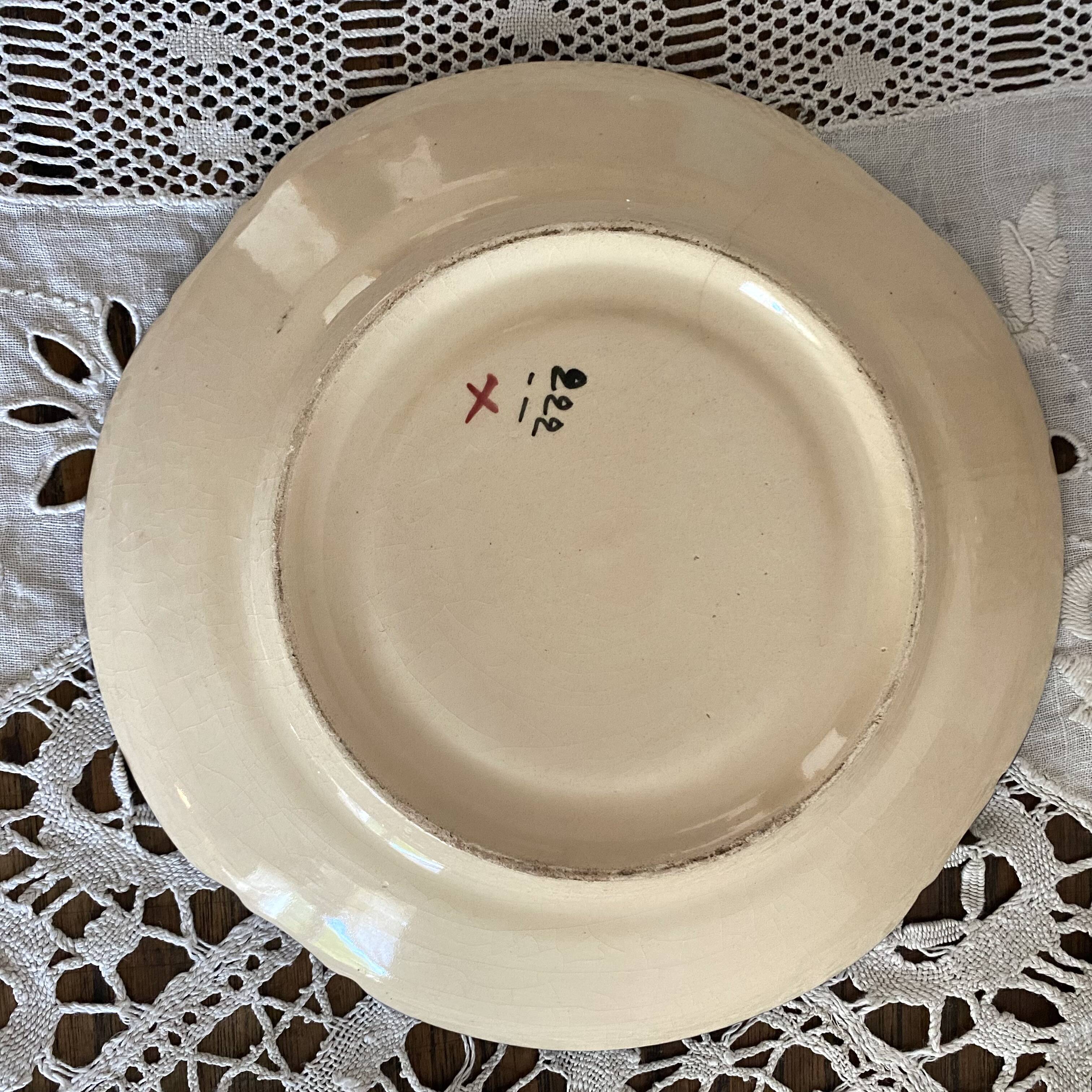 Antique Quimper Henriot earthenware cups and saucers