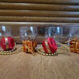 4 petits verres à liqueur forme boule gravé" épi de blé "