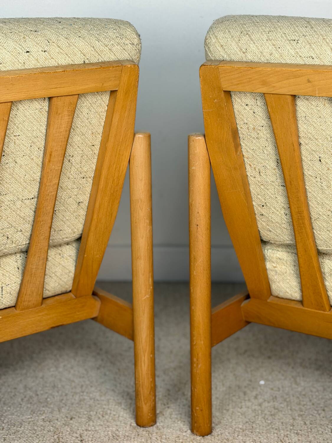 Pair of vintage wooden armchairs