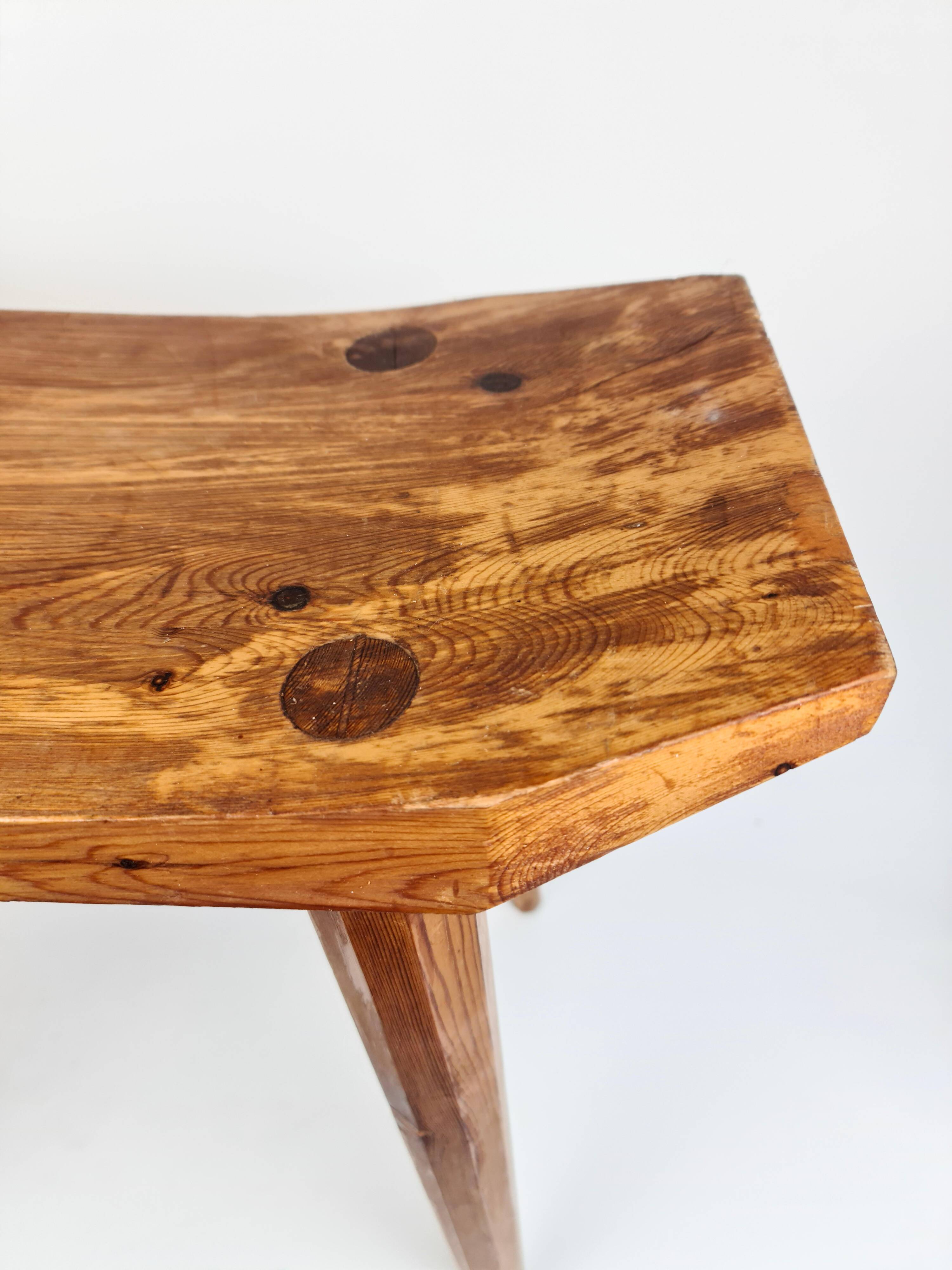 Swedish lacquered pine stool, 1970s