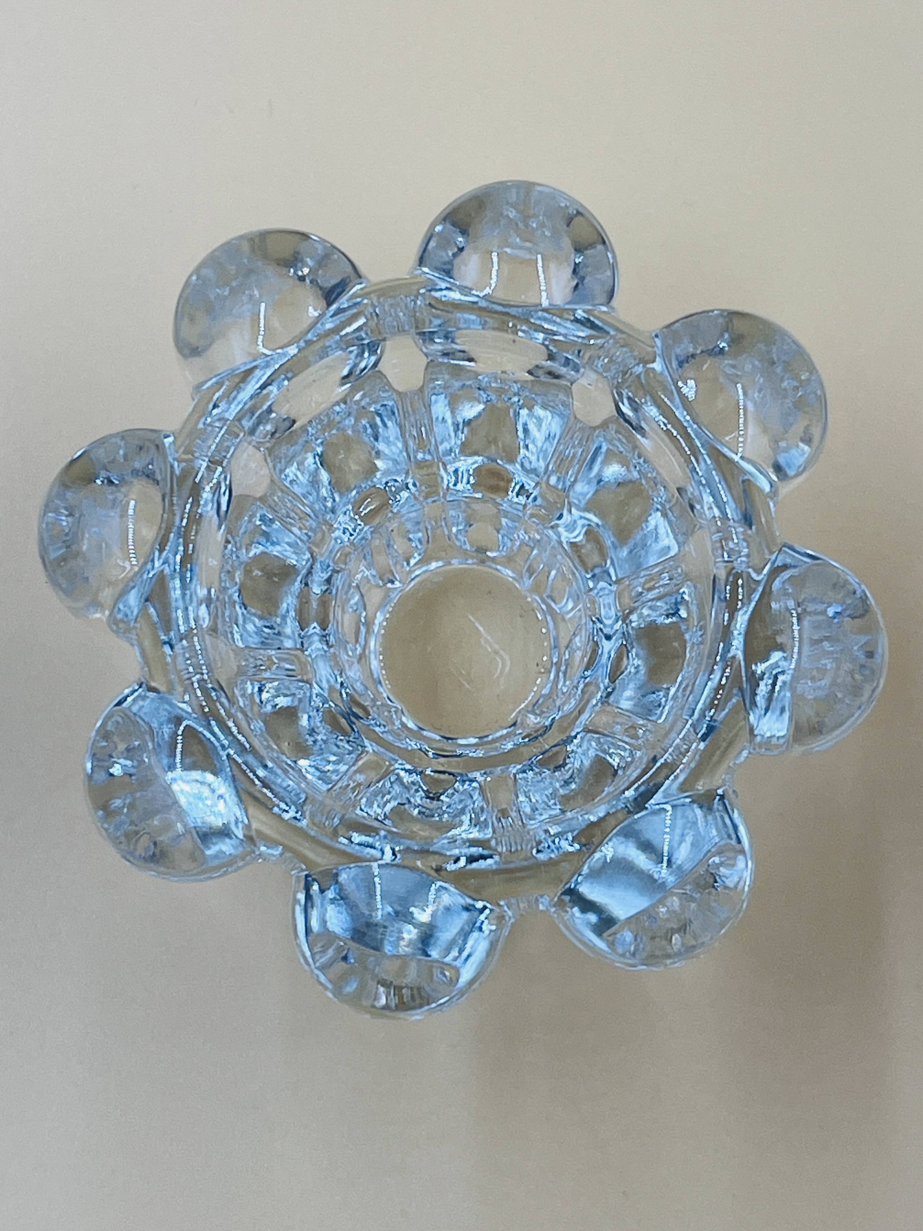Set of 3 vintage glass candle holders – Glassware from Reims