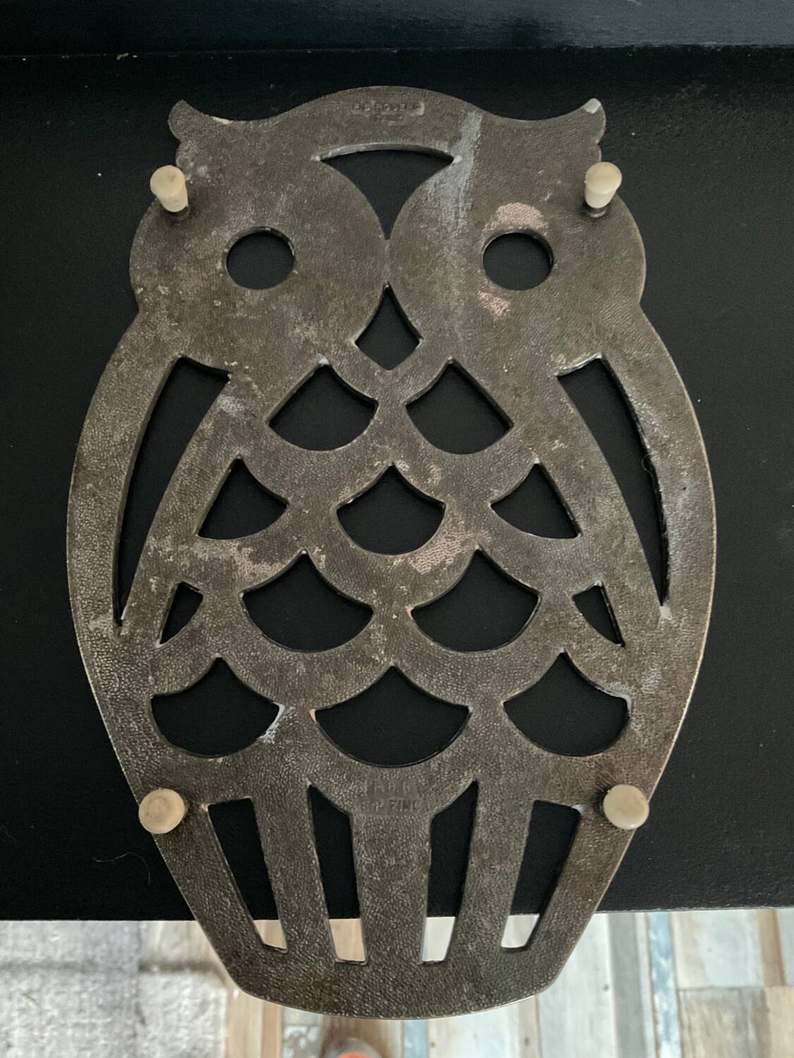 Vintage owl trivet FB Rogers Italy