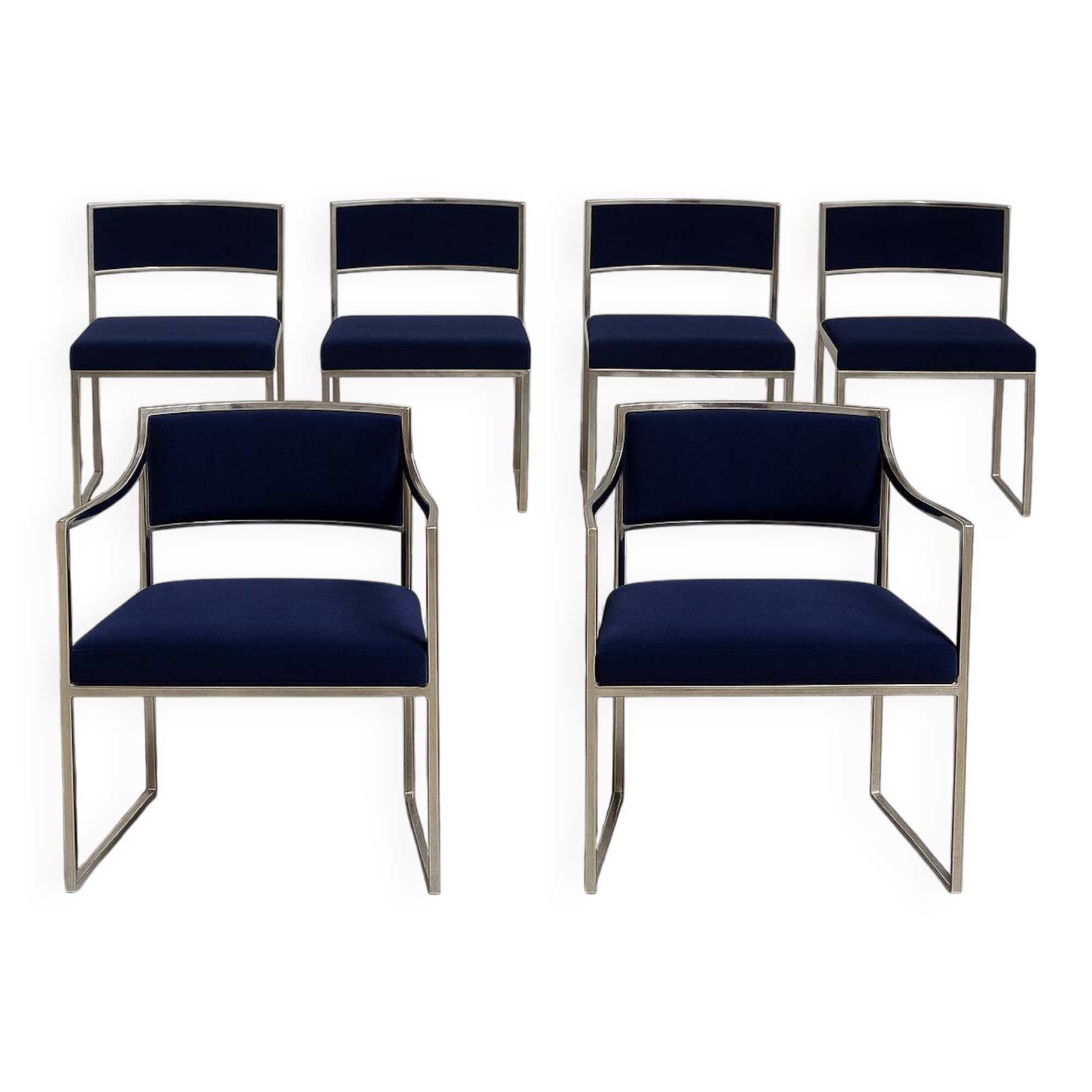 Set of 4 chairs and 2 armchairs model SQ by Willy Rizzo 1970
