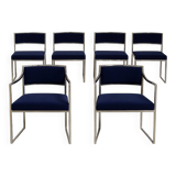 Set of 4 chairs and 2 armchairs model SQ by Willy Rizzo 1970