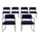 Set of 4 chairs and 2 armchairs model SQ by Willy Rizzo 1970