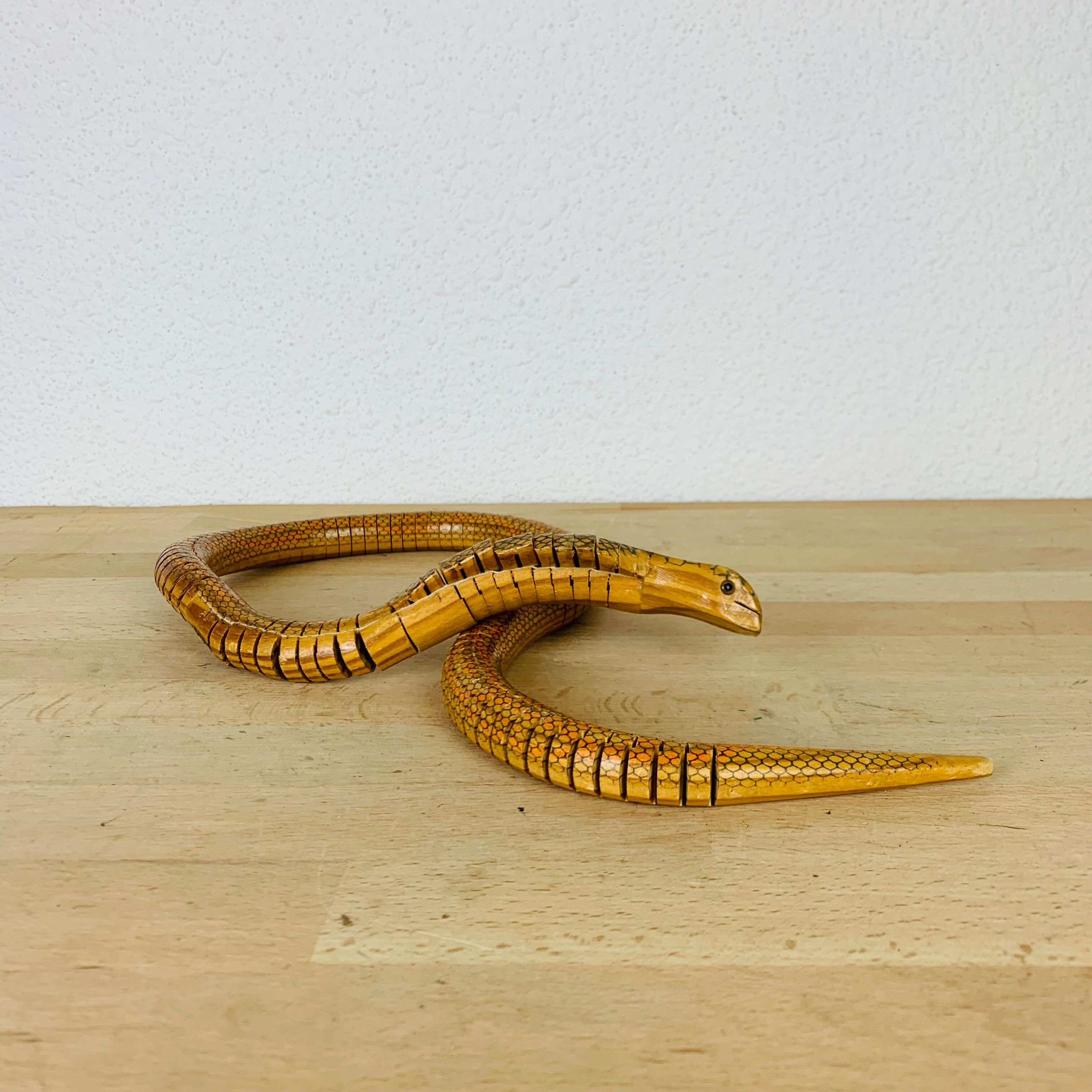 Jouet serpent articulé en bois vintage