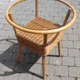 Glass and rattan coffee table