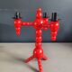 Vintage Scandinavian painted wooden candlestick