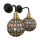 Pair of vintage faceted glass wall lamps