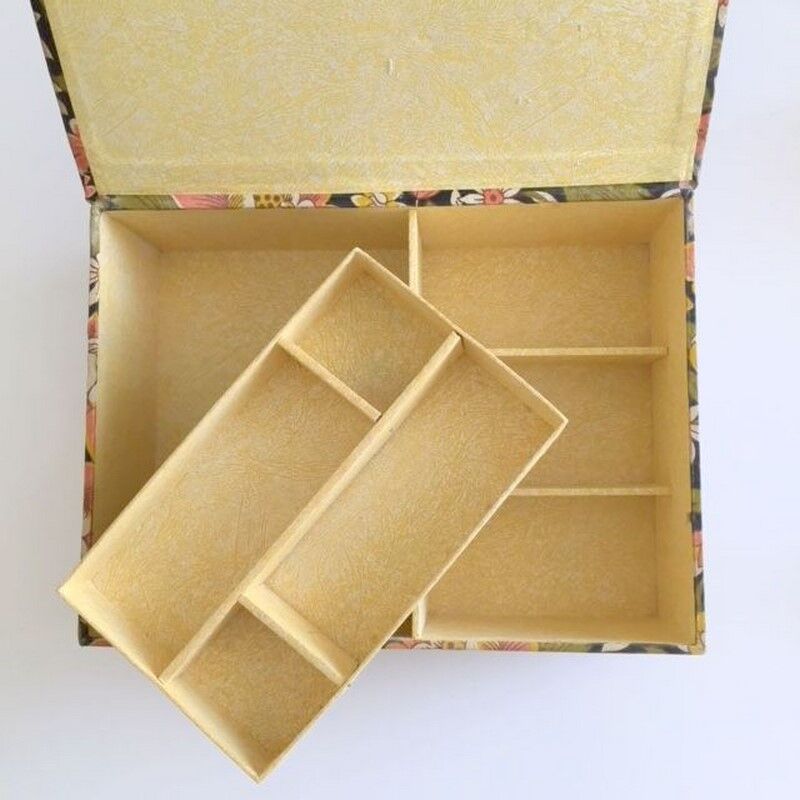 Box old pink flowers haberdashery