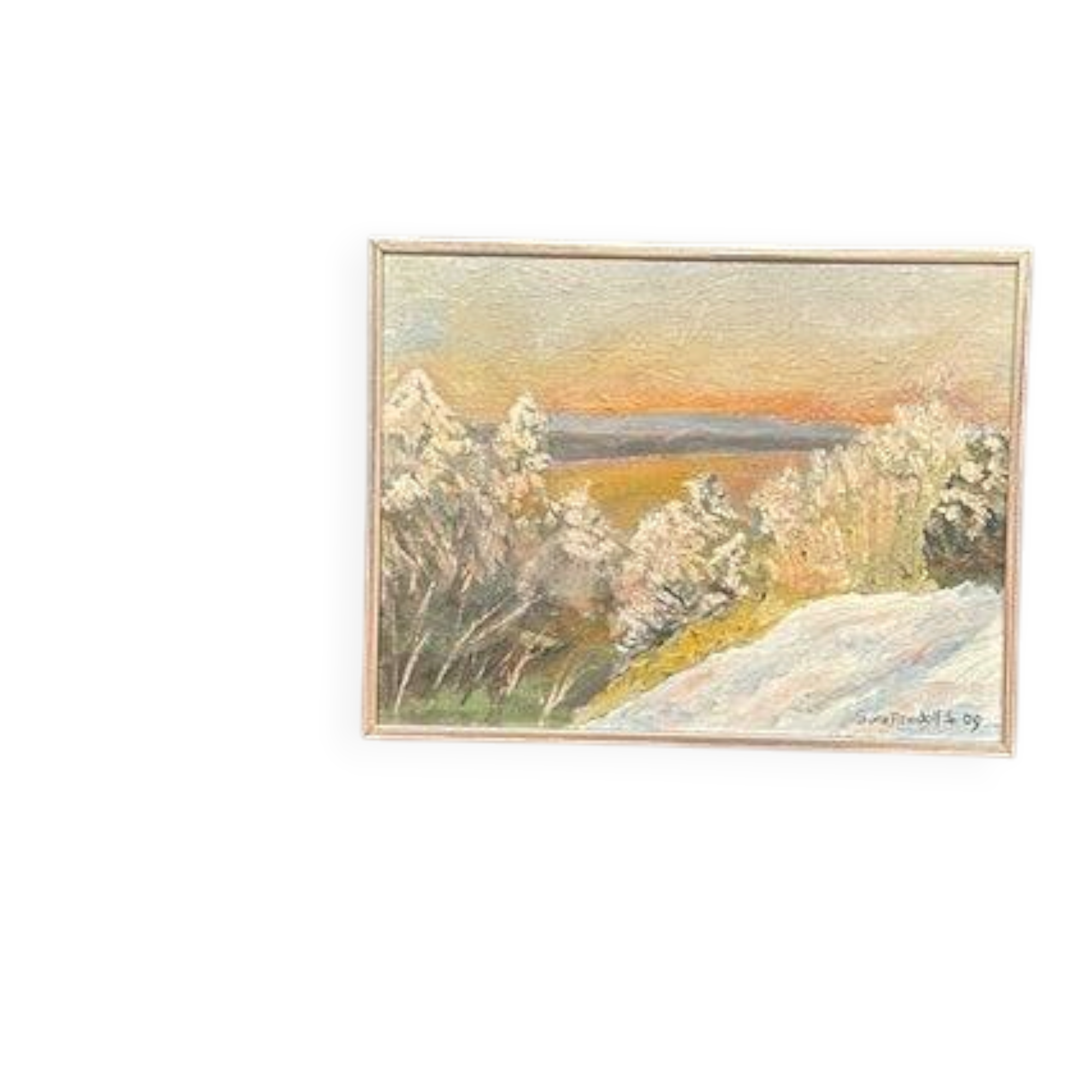 Original Swedish Oil on Panel – “Winter Landscape” by Sune Randolfs Vintage