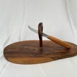 Olive wood cheese platter with knife (probably not original)