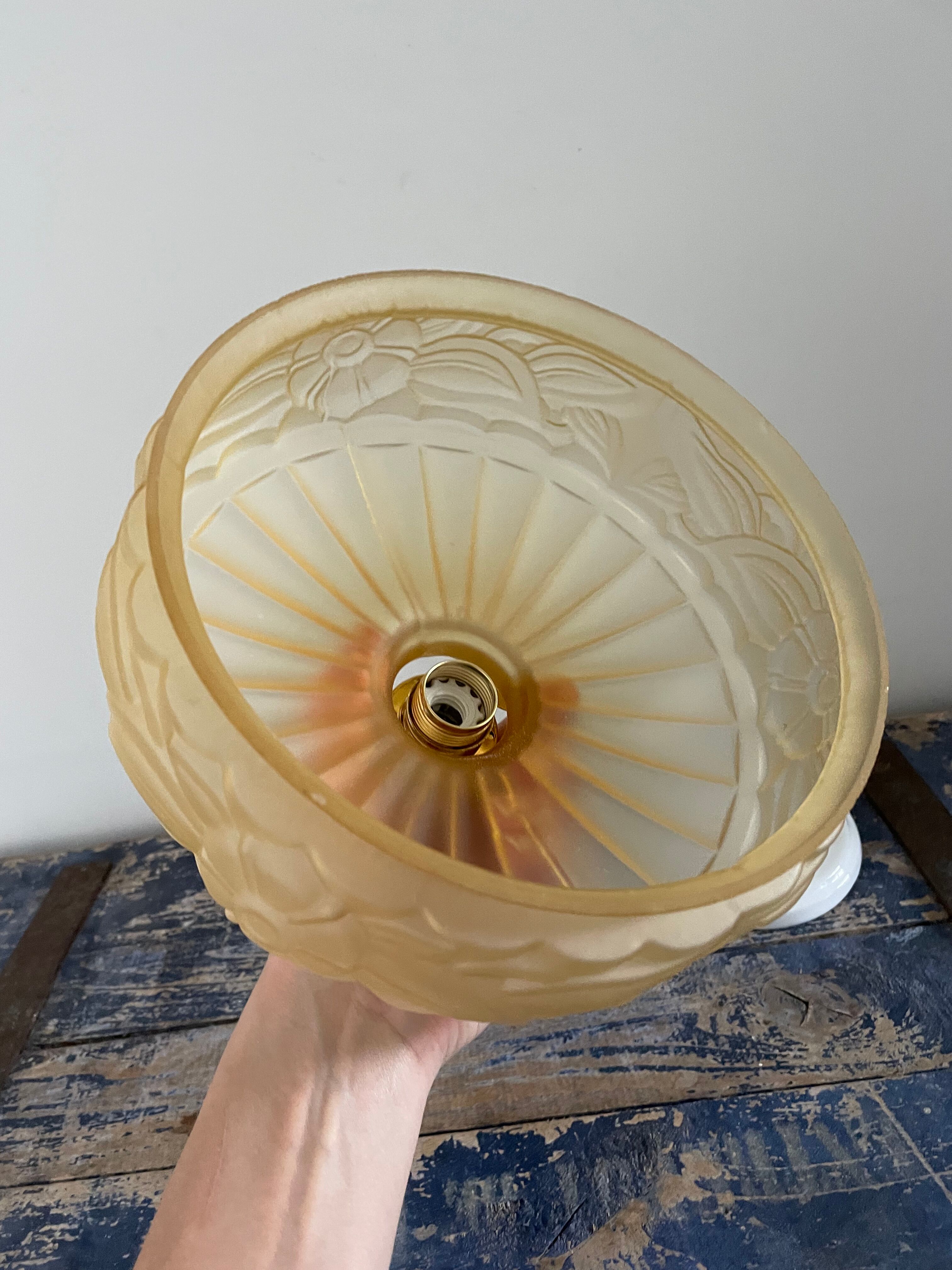 Art Deco pendant lamp in electrified golden glass when new