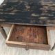 Old farmhouse table desk 1 drawer solid wood patinated black top