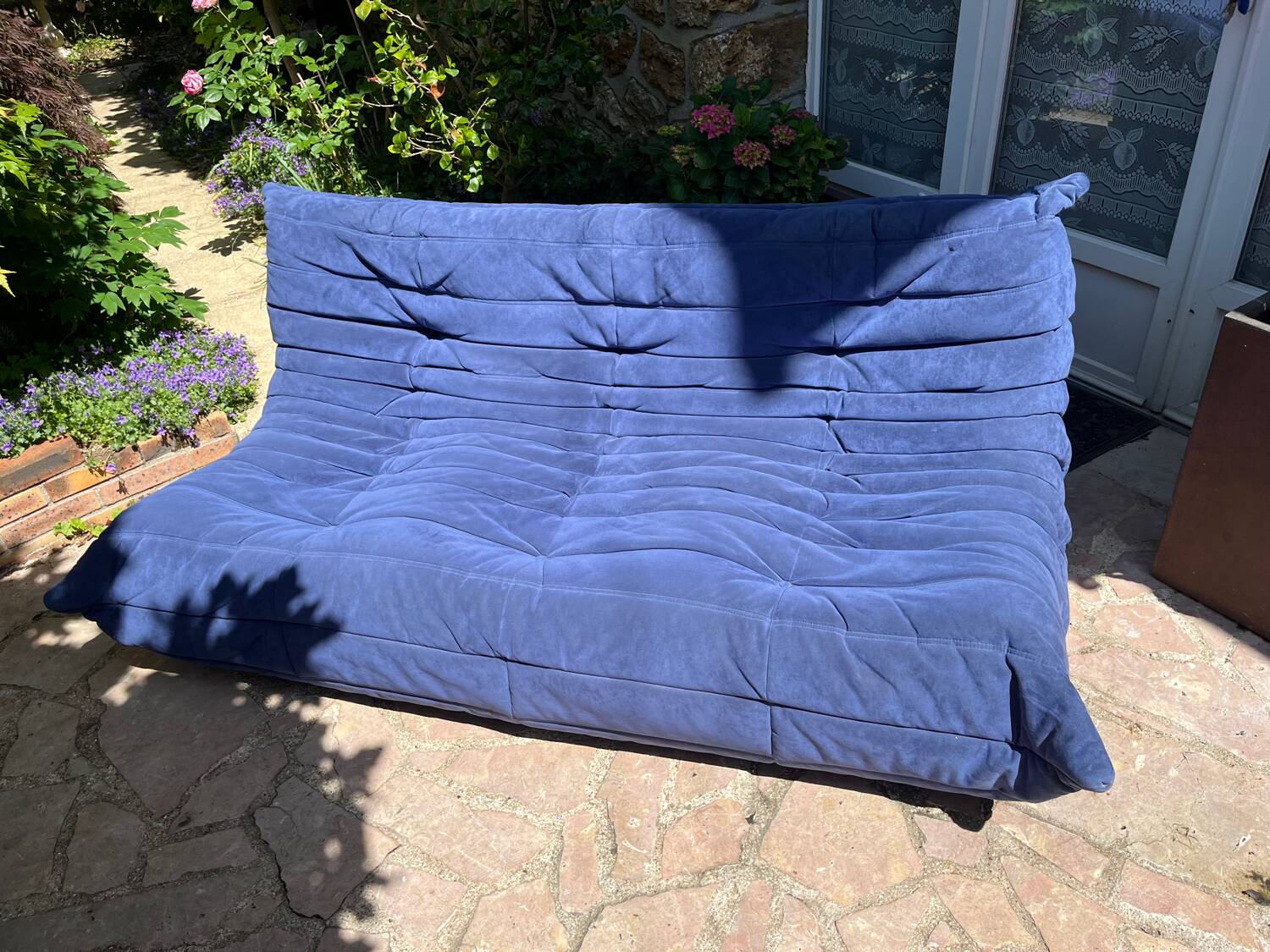 Togo 3-seater sofa in blue fabric