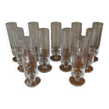 Set of 11 vintage crystal champagne flutes