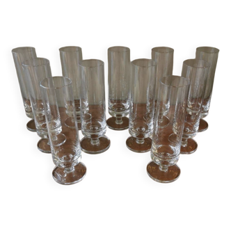 Set of 11 vintage crystal champagne flutes