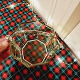Vintage Crystal Ice Bucket with Metal Handle from the 70s