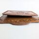 Wall-mounted letter holder, antique carved wood, folk art.