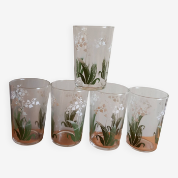 Vintage lucky lily of the valley tumbler glasses