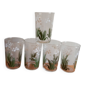 Vintage lucky lily of the valley tumbler glasses