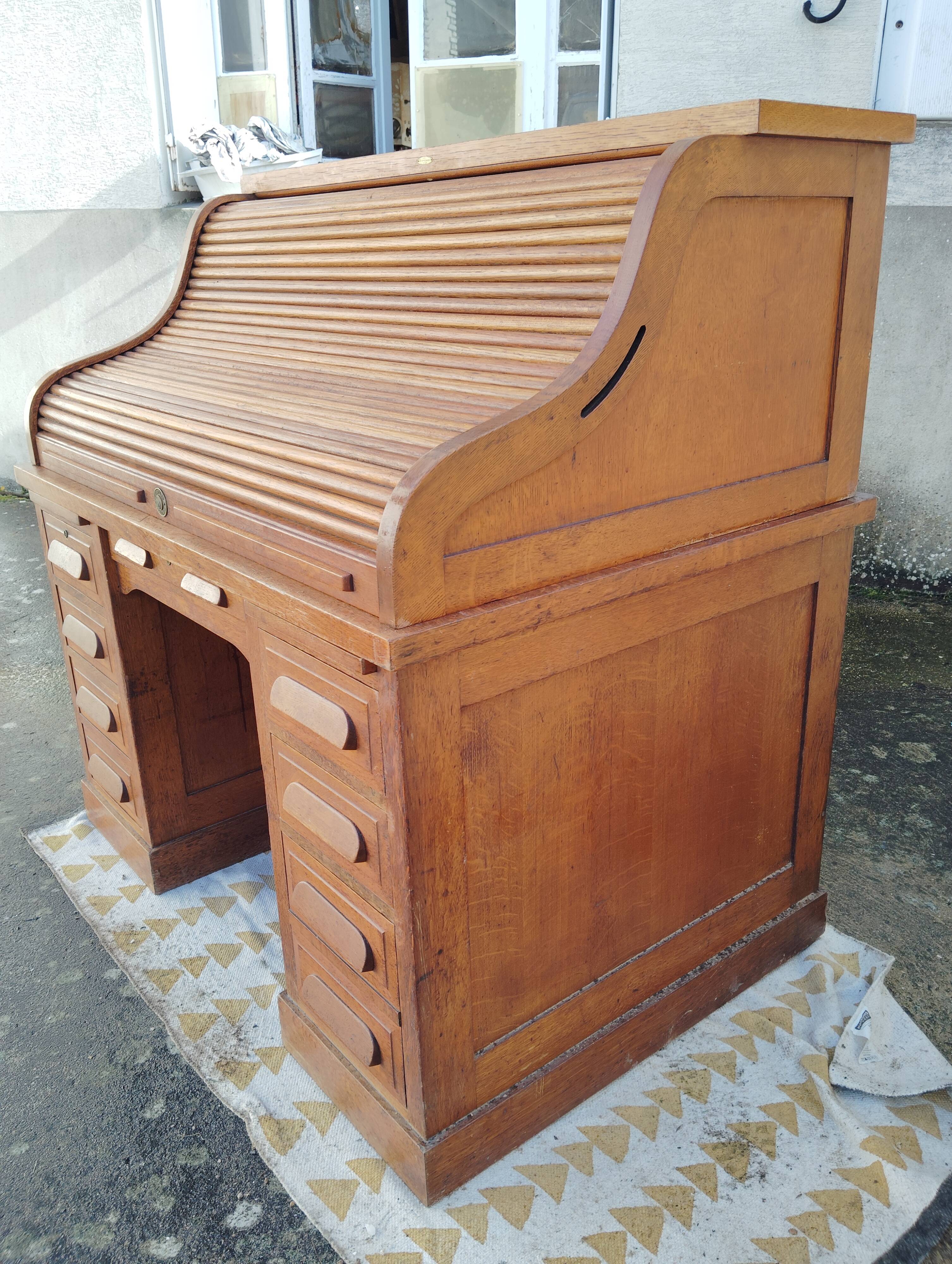 American desk with a "roll top" curtain