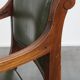 English-Style Office Chair in Cowhide Leather on Wheels Combined with Wood