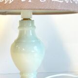 White marble lamp and vintage linen