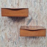 Pair of teak hanging bedside tables
