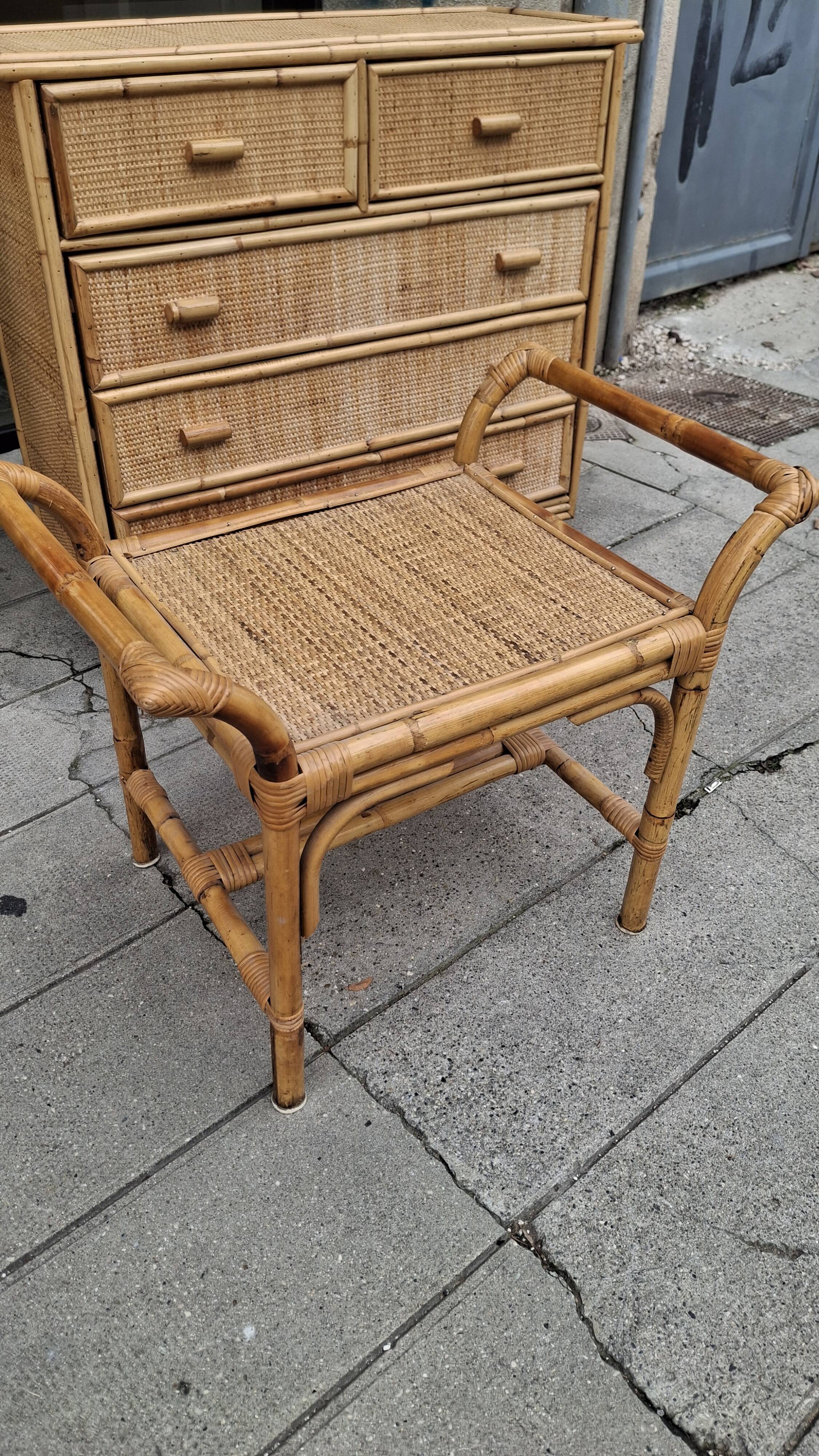 Woven rattan and wicker furniture. Vintage.