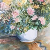 Watercolor painting with a large bouquet