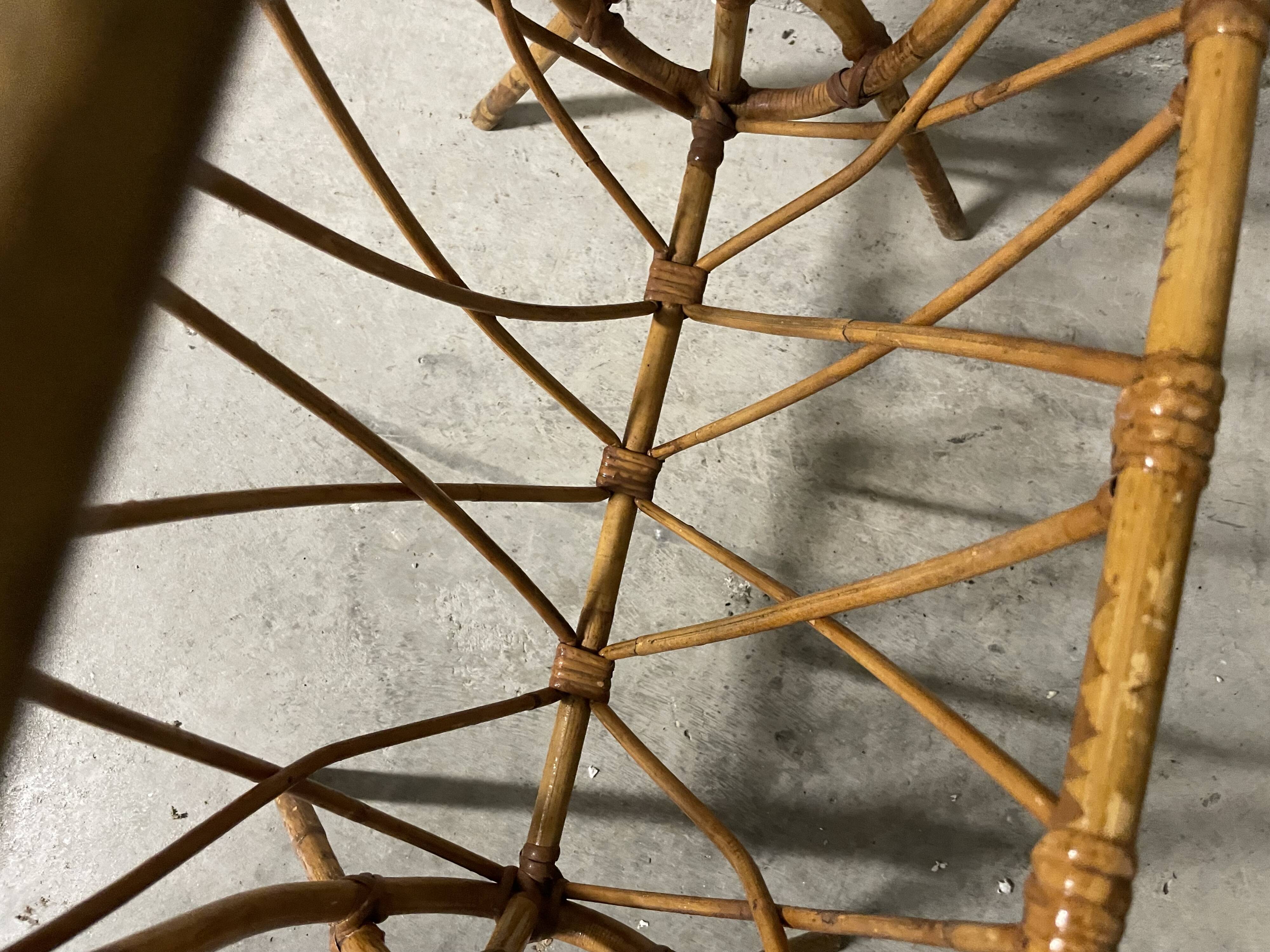 60s rattan magazine rack