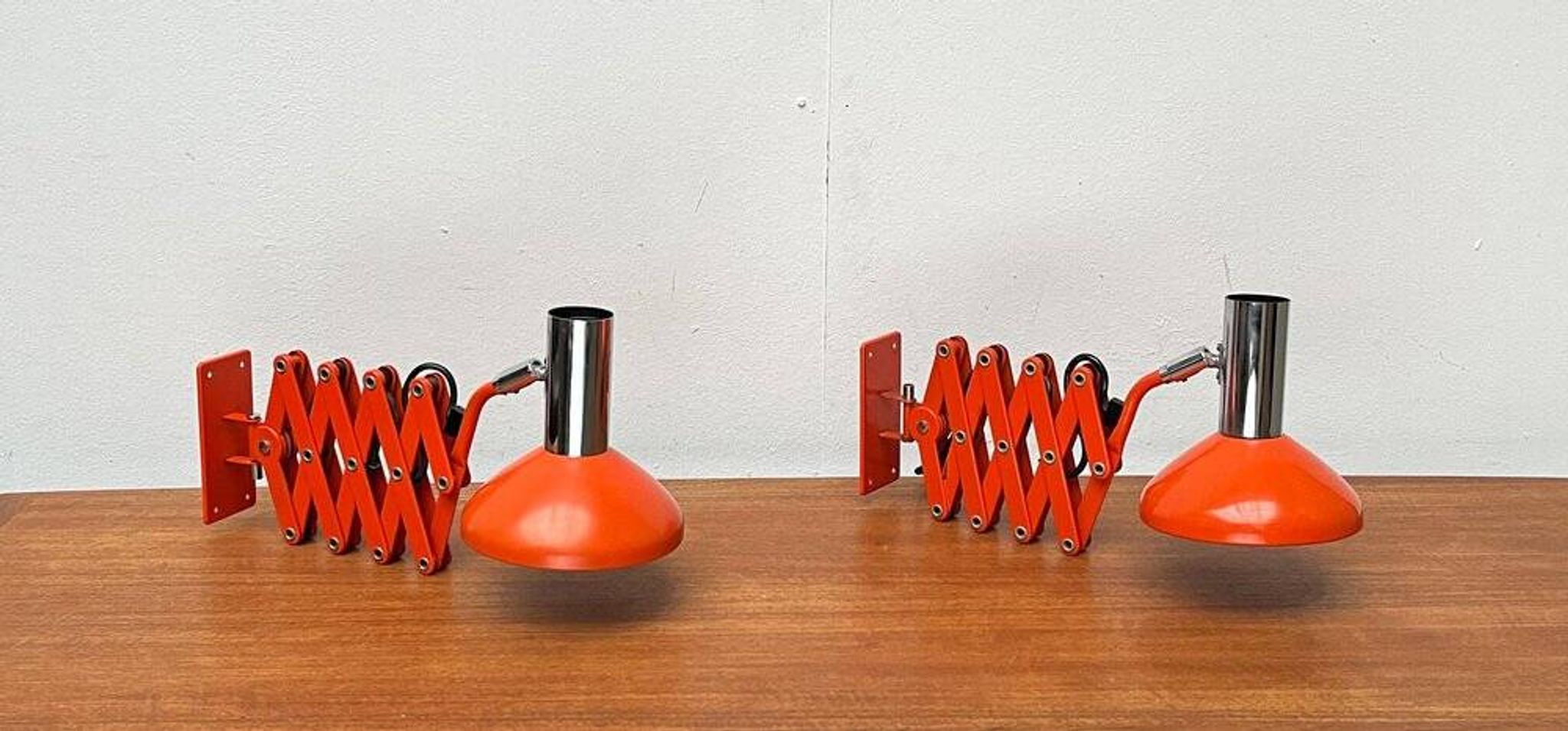 Mid-Century German Space Scissor Wall Lamp by Hustadt Leuchten, 1960s, set of 2
