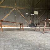 Pair of large solid oak farm benches