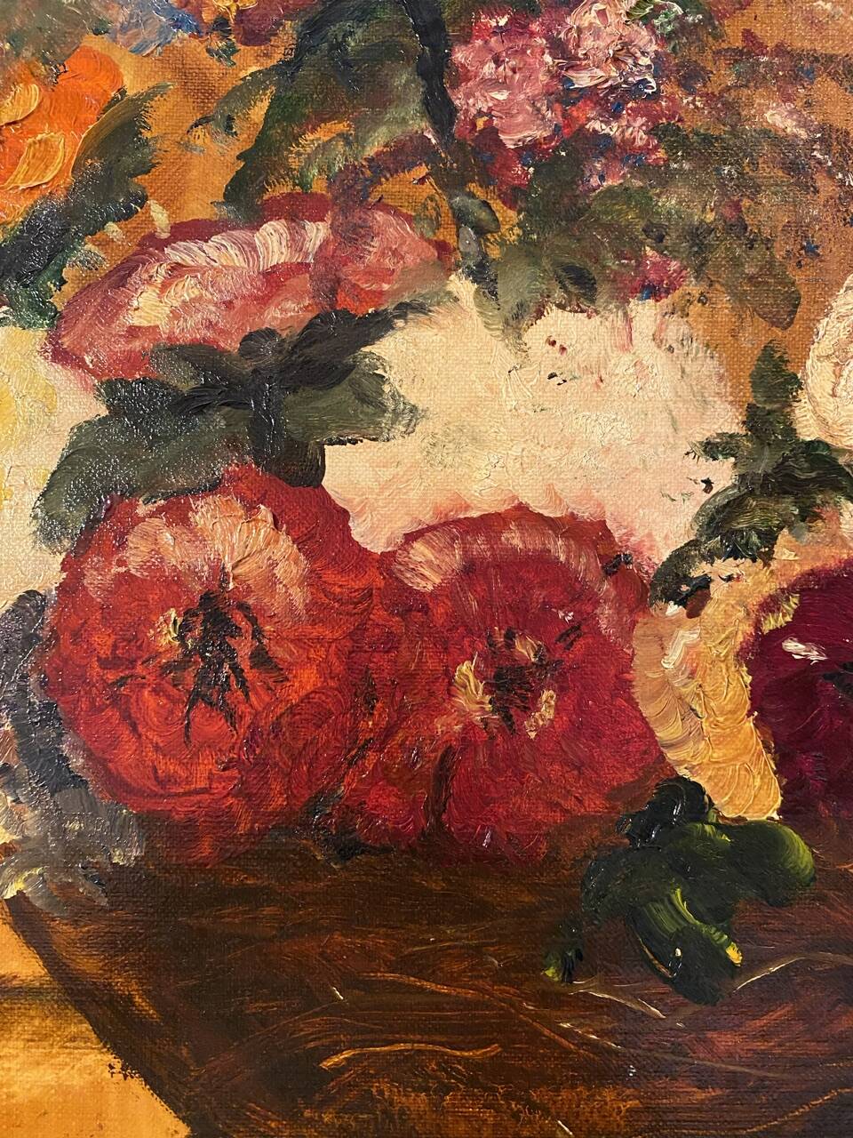 Still life with basket of wild flowers signed Mahler 20th century