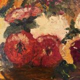 Nature morte au panier de fleurs sauvages signée Mahler XX siècle