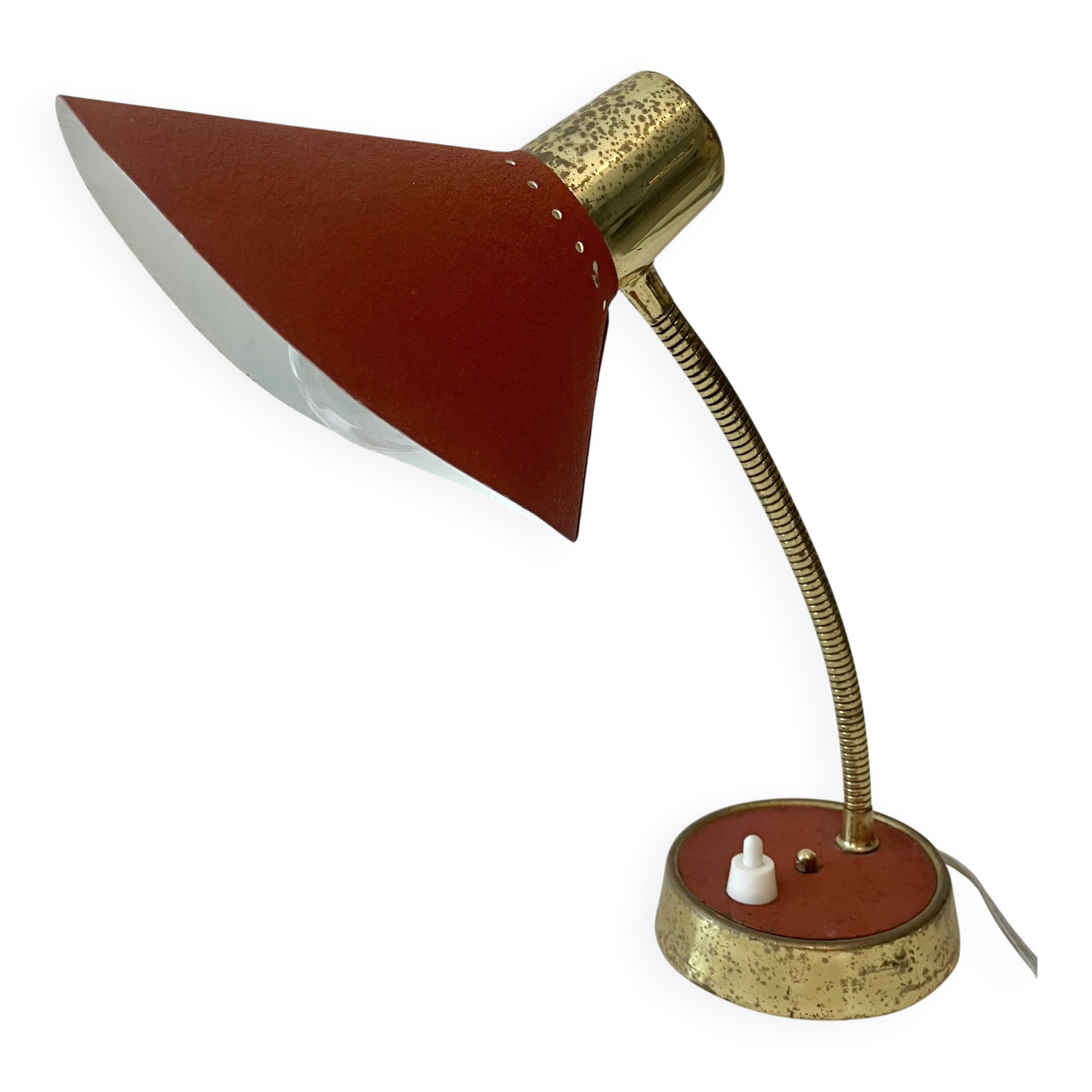 Cocotte lamp from the 1950s, painted metal and brass.