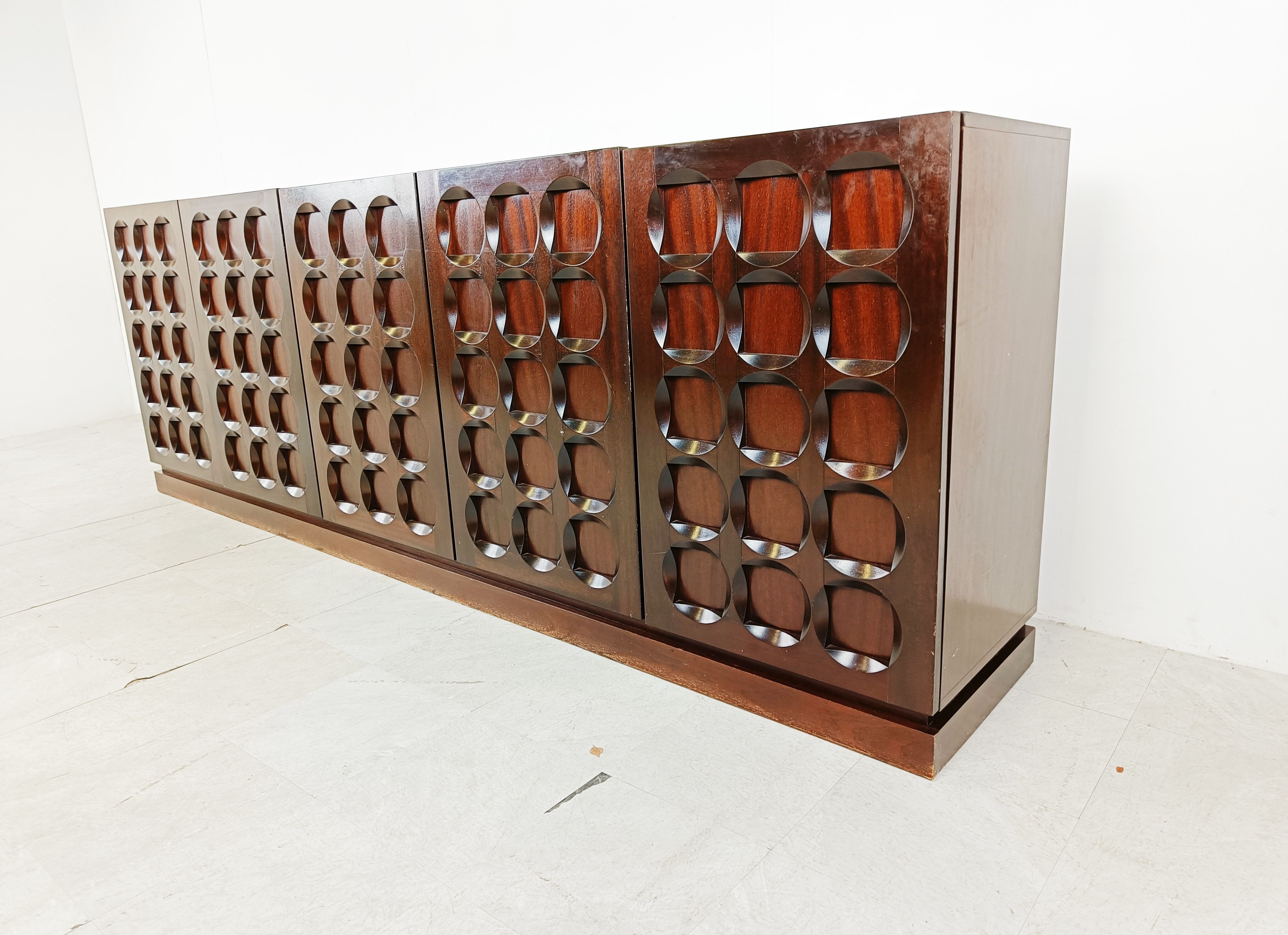Graphical brutalist credenza, 1970s