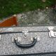 Antique black and white fibroc suitcase