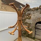 Porte manteau en rotin vintage 1970