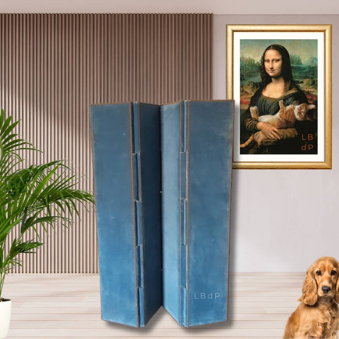 Antique screen with 4 leaves or 4 double-sided panels.