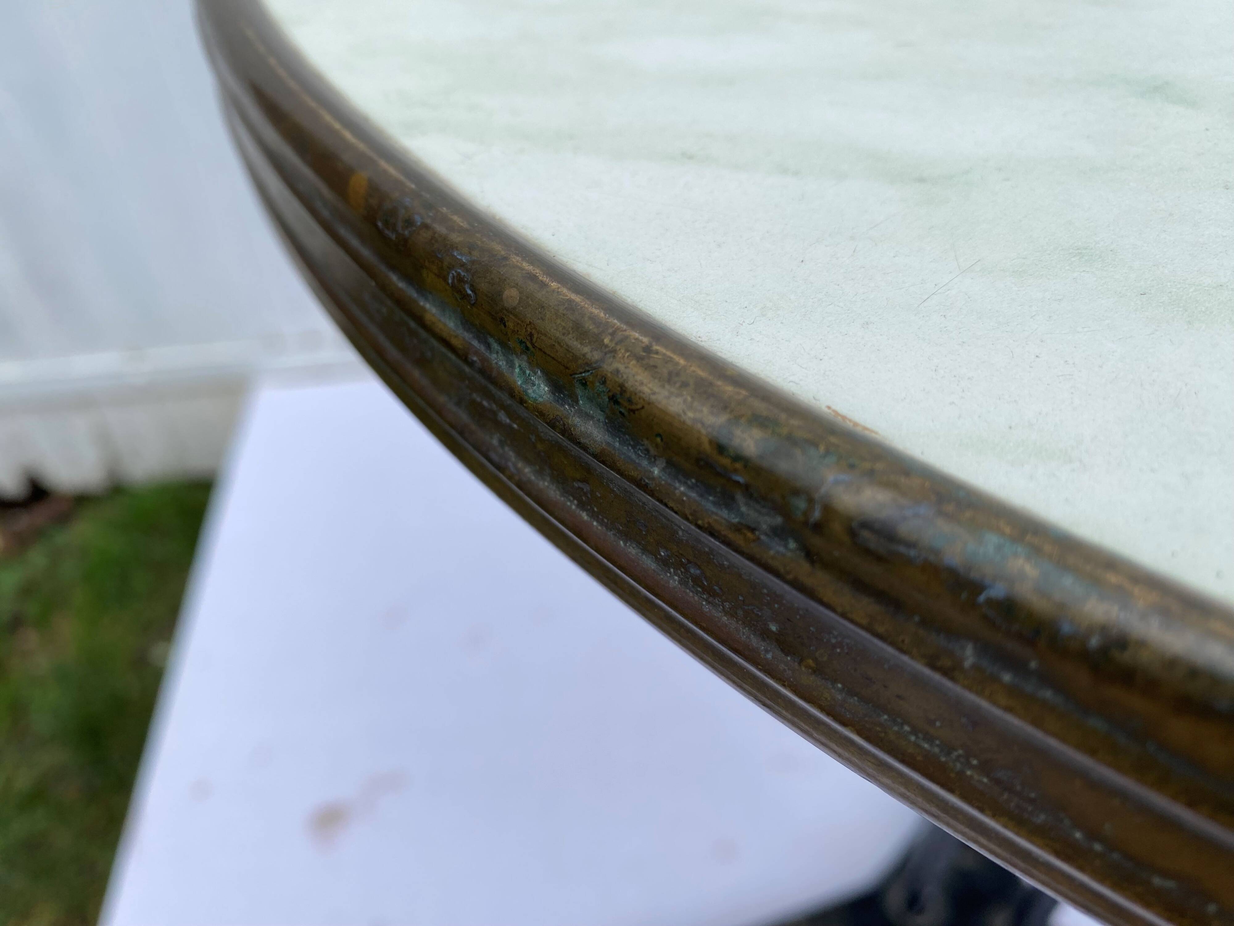 Round bistro table bar cafe terrace cast iron foot 1950